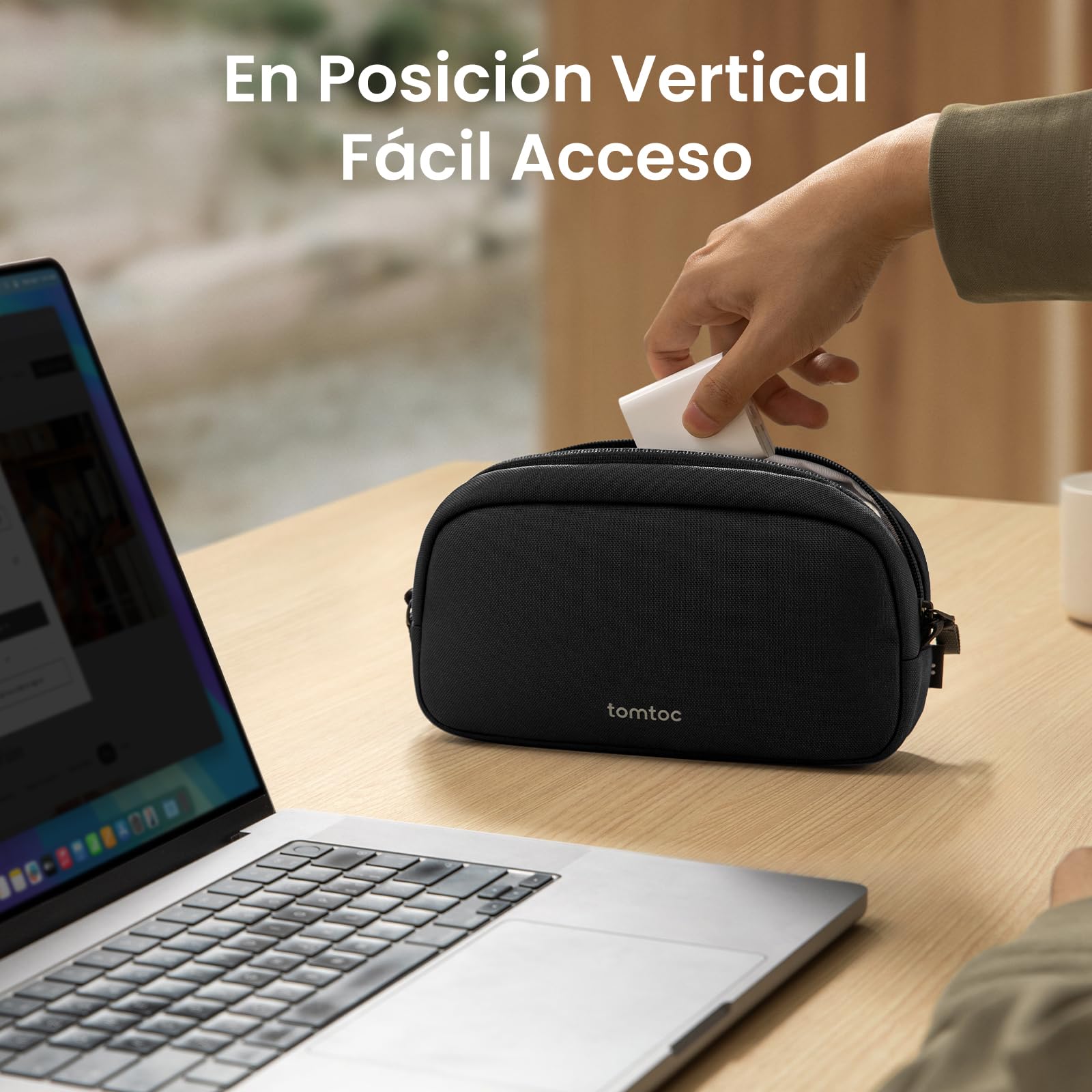 tomtoc Bolsa para Cables Accesorios, Organizador Cables Viaje, Bolsa Organizadora de Cables Portátil para Alimentación de Teléfono Móvil, Power Bank, Memoria USB, AirPods y Artículos de Uso Diario
