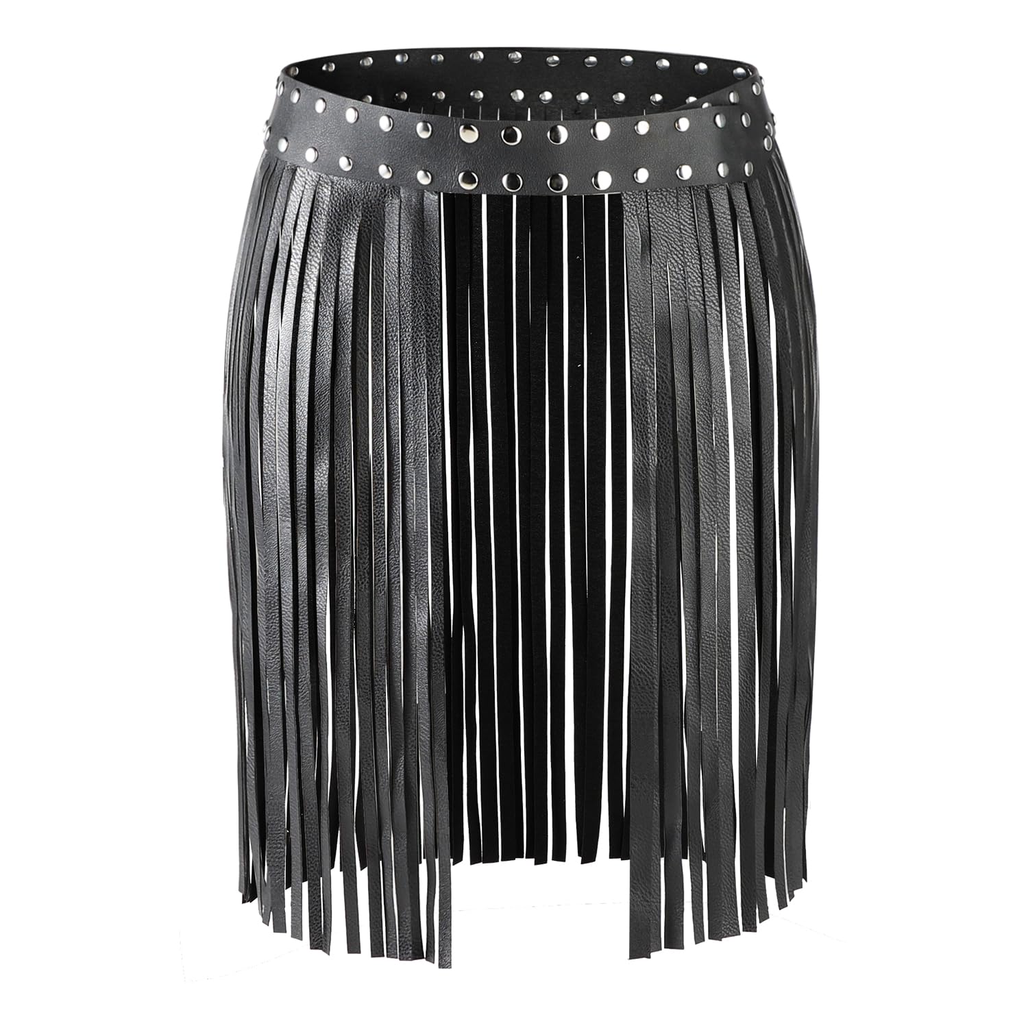 Leather Fringe Skirt with Belt for Women Cowgirl Punk Rock Tassel Skirt Rave Outfit Retro Roman Gladiator Fancy Dress Dress Medieval Gothic Costume Corset Waist Belt for Cosplay Festival Dancing Club