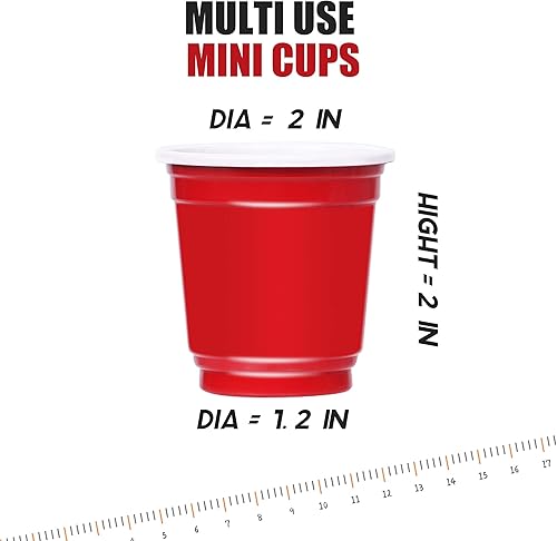 Miniatura 2 de Zcaukya Mini vasos desechables de 120 quilates, 2 onzas, pequeños vasos de plástico rojo para fiestas, juegos y eventos