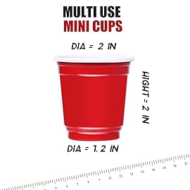 Zcaukya 120ct 2oz Mini Disposable Shot Cups, Small Red Plastic Party Cups for Parties, Games & Events