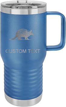 20 oz Laser Engraved Armadillo Tumbler - Vacuum Insulated Stainless Steel Polar Camel Coffee Mug, Double-Wall Insulated BPA-Free Travel Closing Lid Cup, Personalized Animal Gift, Blue