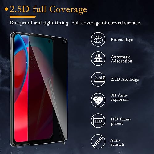 Miniatura 6 de Paquete de 2 + 2 protectores de pantalla de privacidad para Moto G Stylus 2021 con 2 paquetes de protectores de lente de cámara, dureza 9H,