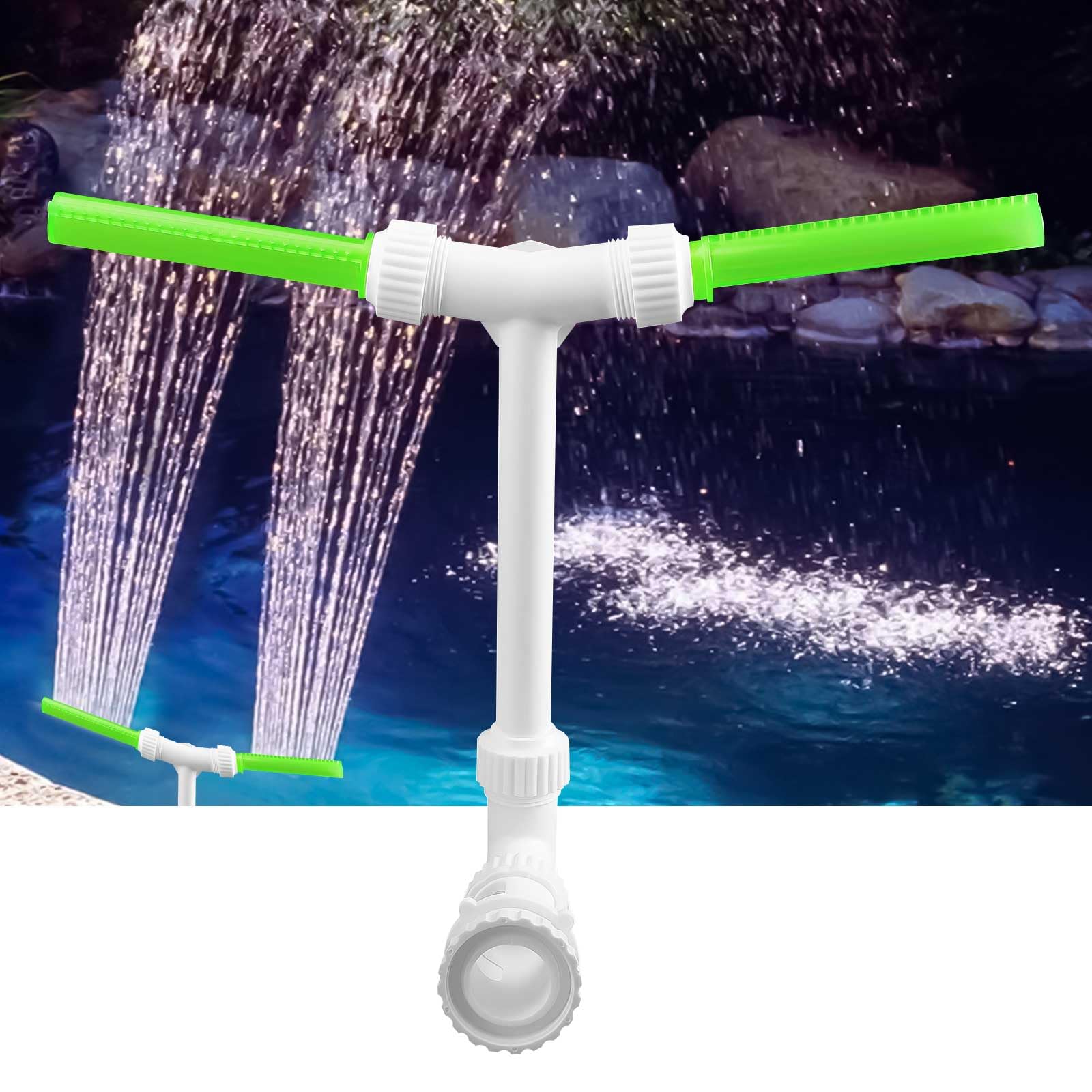 Fontana Per Piscina Fuori Terra A Cascata Fontane Per Piscine Interrate Con Adattatore Accessori Piscina Fuori Terra Con Due Teste Di Fontana Regolazione A 360° Per Piscine E Giardini (Fluorescente)