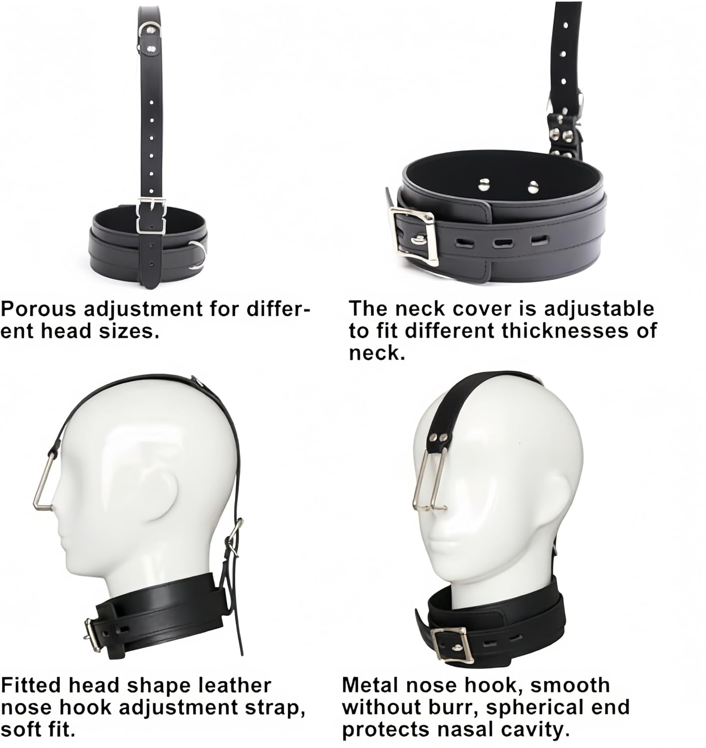 Black Leather Gothic Punk Choker, Adjustable Costume Collar for Cosplay Masquerade Festival Party Stage Accessory image 4