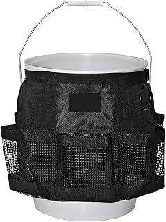 YIJU Multi Purpose Car Wash Bucket Tool Organizer with Fast Drying, Exterior Mesh Pockets Fishing Bucket Storage for 5 Gallon Bucket Car Wash Supplies