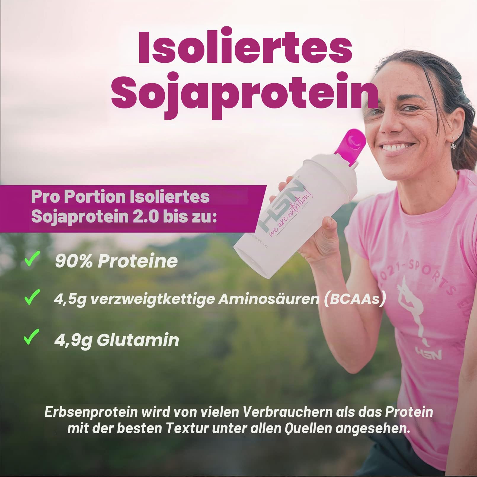 HSN - Sojaprotein Isolat | Vegan Protein | Veganes Protein mit Stevia | Soy Protein Isolate | Glutenfrei, cholesterinfrei, GVO-frei, zuckerfrei, laktosefrei | Geschmacksneutral, 2Kg