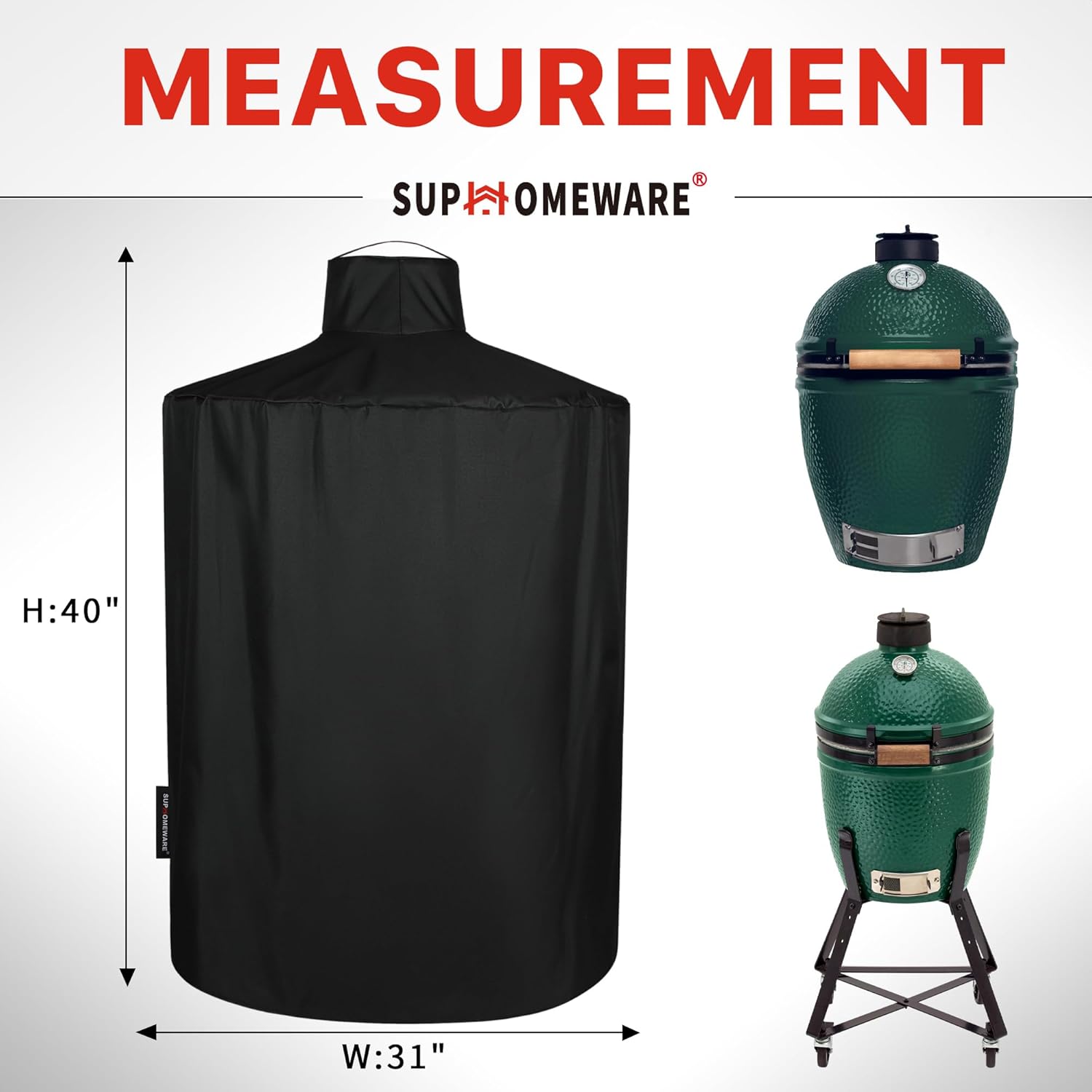 Suphomeware BBQ Grill Cover for Large Green Egg, Waterproof Resistant and Heavy Duty Smoker Barbecue Cover