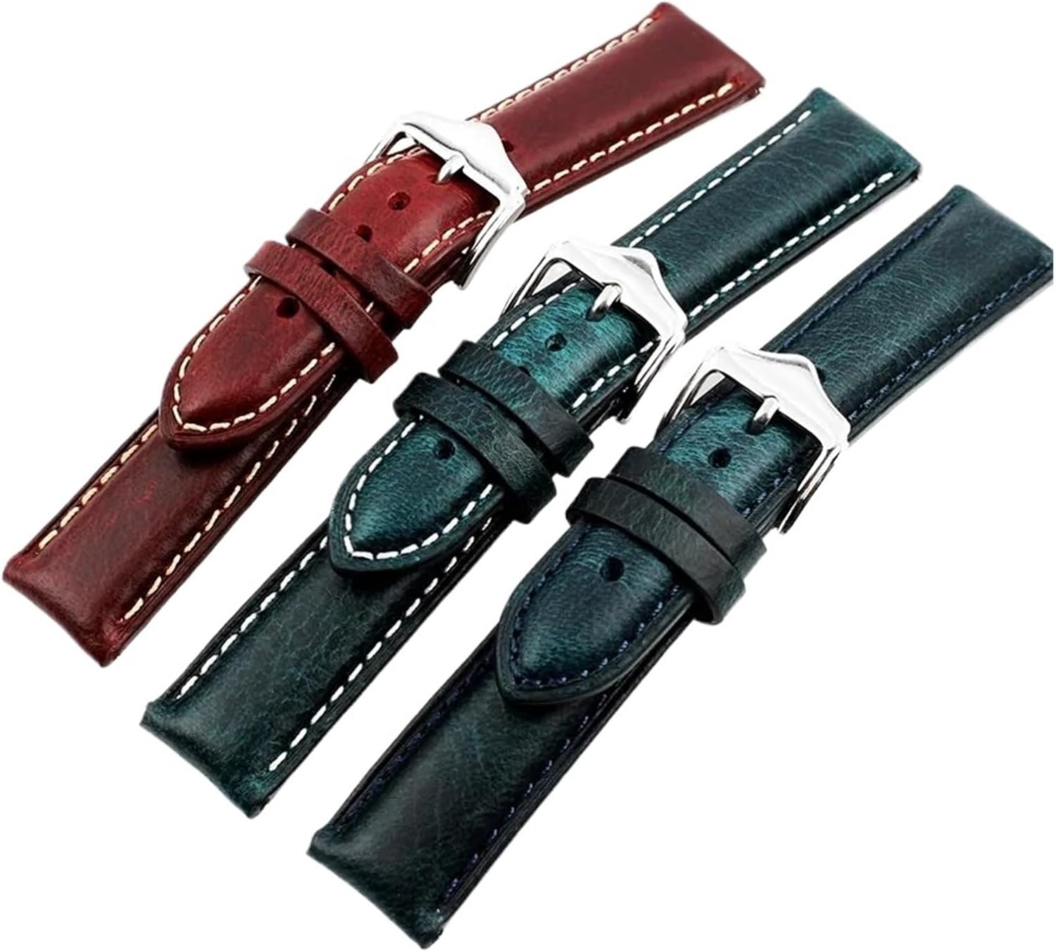 XILILHC Premium Vintage Oil Wax Leather Watchband 16mm 18mm 19mm 20mm 22mm Watch Strap Handmade Bracelet Accessories For Men