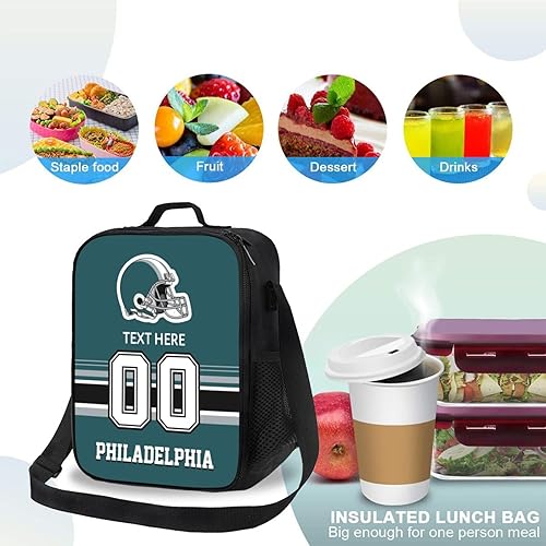Vista 18 de Bolsa de almuerzo personalizada de Nueva Inglaterra, regalos para hombres, mujeres, fanáticos, con nombre y número personalizados, correas de hombro