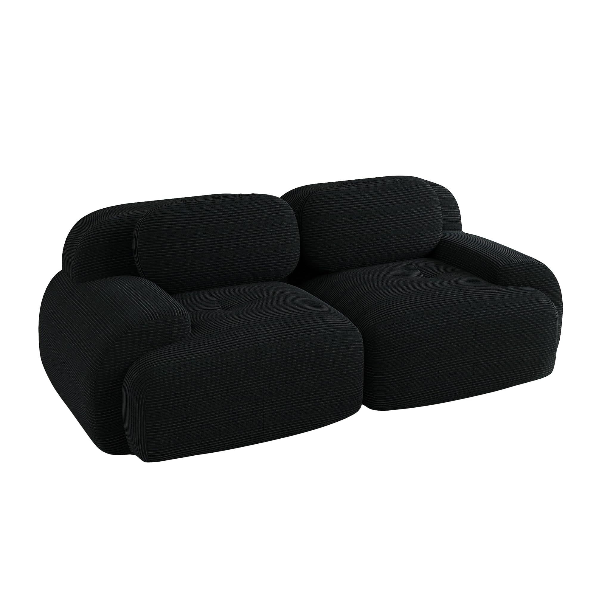 Divano Loveseat in tessuto di velluto modulare combinabile con braccioli curvi, fondo antiscivolo, imbottitura altamente elastica per soggiorno, camera da letto e home theater, colore nero