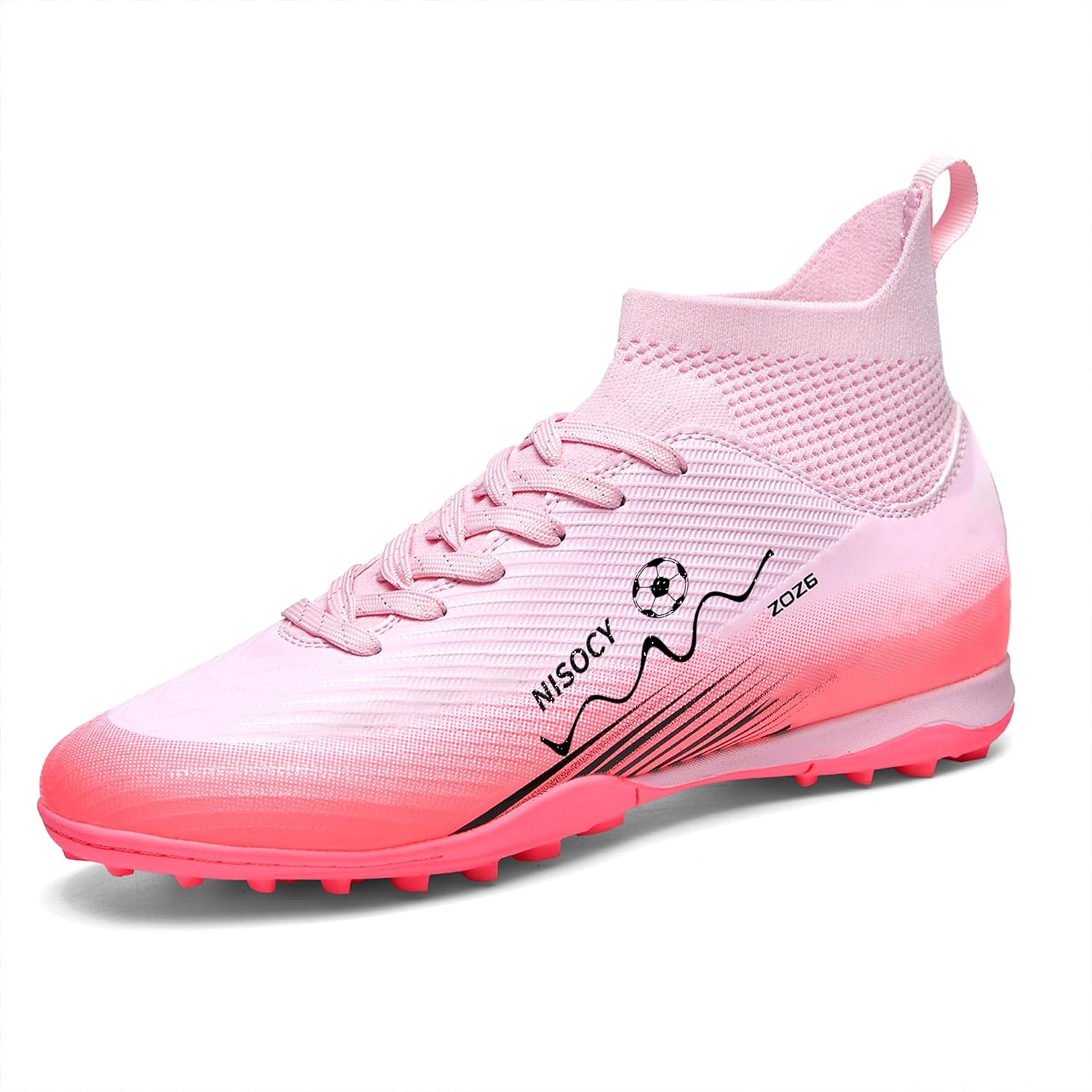 NISOCY Soccer Shoes for Mens Womens Professional Cleats High-Top Athletic Turf Football Shoe Outdoor/Indoor Professional Futsal Football Training Sneaker