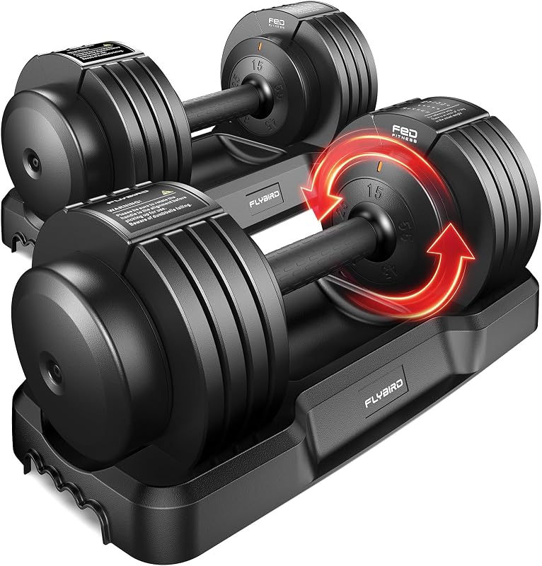 DB2 Adjustable Dumbbell Set, 55LB/110LB Option, 5-in-1 Quick Adjustable Weights with Storage Box and Non-Slip Handle, Weight Set for Home Gym Exercise Fitness, Full Body Workout for Men & Women