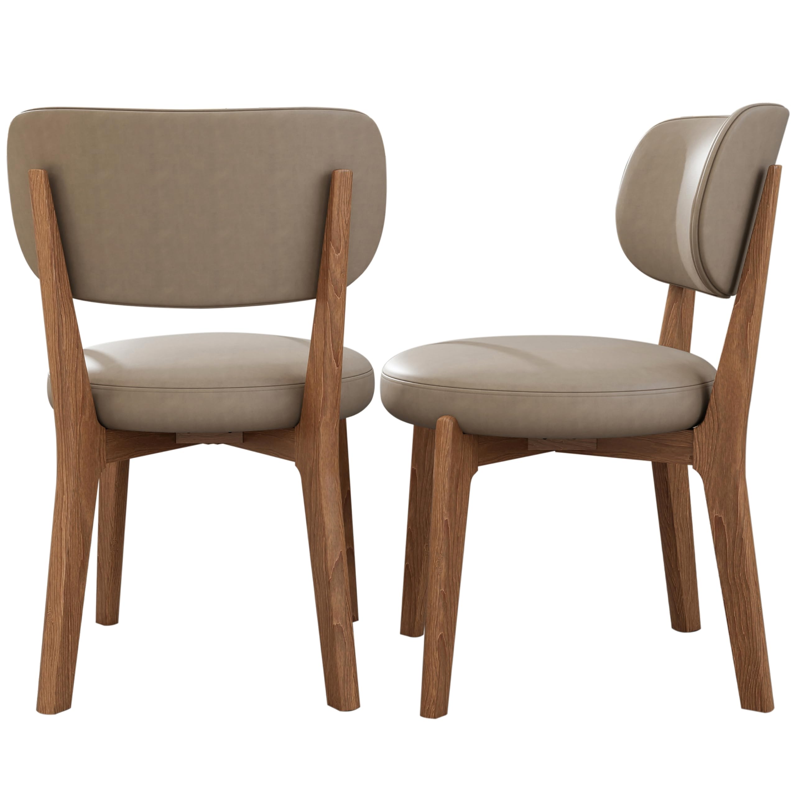 Set da 2 pezzi Gepolsterte Esszimmerstühle mit Rückenlehne & Holzbeinen - Stilvolle Hellkhaki Stühle für Küche, Esszimmer, Wohnzimmer, Lounge & Büro Einrichtung