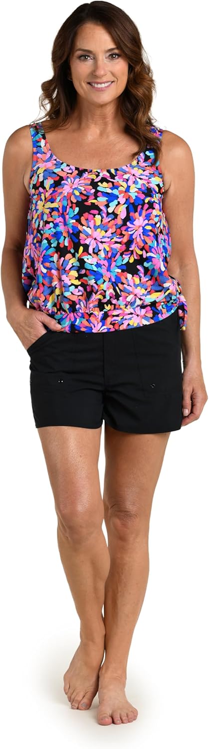Maxine of Hollywood Women's Side Tie Scoop Neck Banded Tankini Swimsuit Top