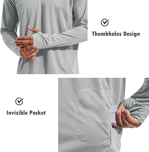 Miniatura 3 de baleaf Camiseta de protección solar con capucha para hombre UPF 50+ de manga larga UV SPF con máscara de protección contra erupciones para pesca
