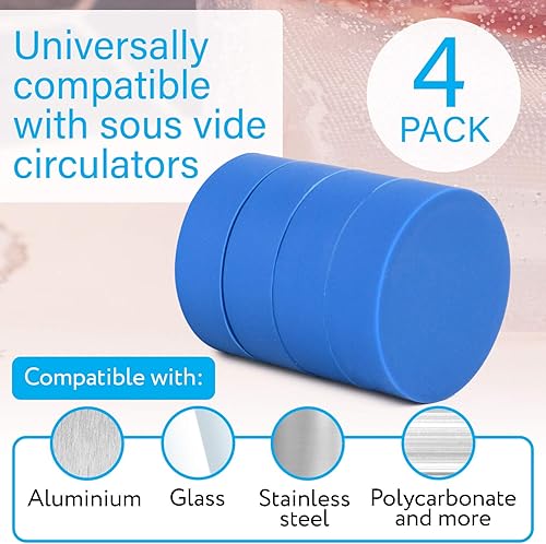 Miniatura 4 de IMPRESA Imanes de silicona Sous Vide 4 unidades, silicona azul de grado alimenticio, mantiene las bolsas sumergidas y evita la cocción insuficiente,