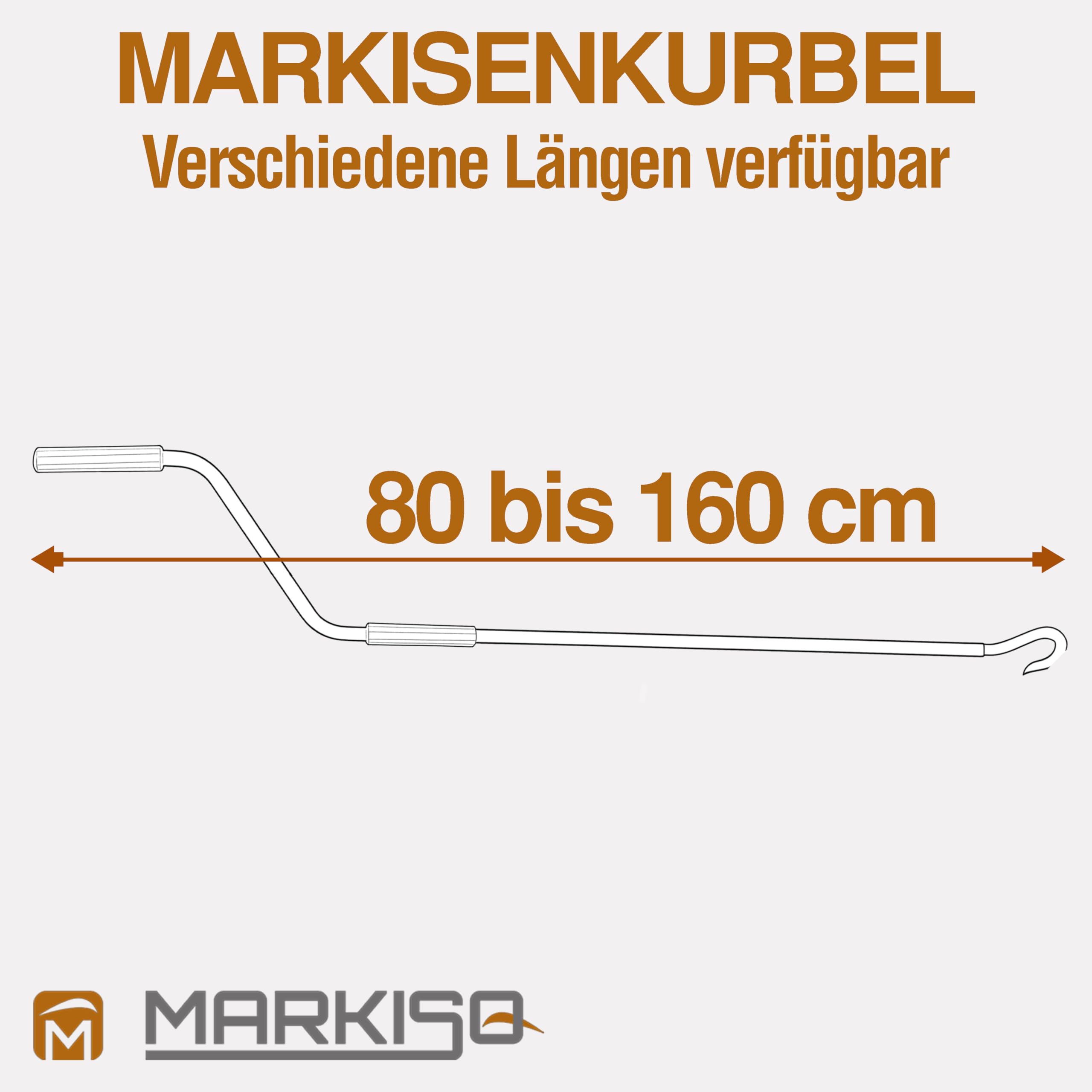 markiso Markisenkurbel 120 cm Weiß – Kurbel für Markise mit Fleischerhaken – Kurbelgestänge Pulverbeschichtet, Rostfrei, Ergonomische Griffe, Freilaufend für Leichte Bedienung