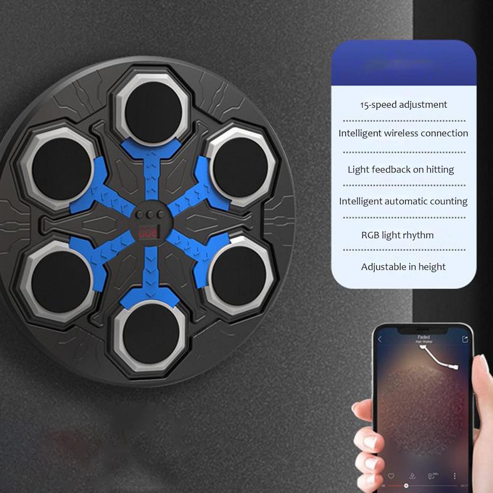 Boxing Maching Machine - senza fili, Custodia intelligente da parete con guanti | Target di punzonatura interattivo, attrezzatura di allenamento elettronica per casa, ufficio, palestra