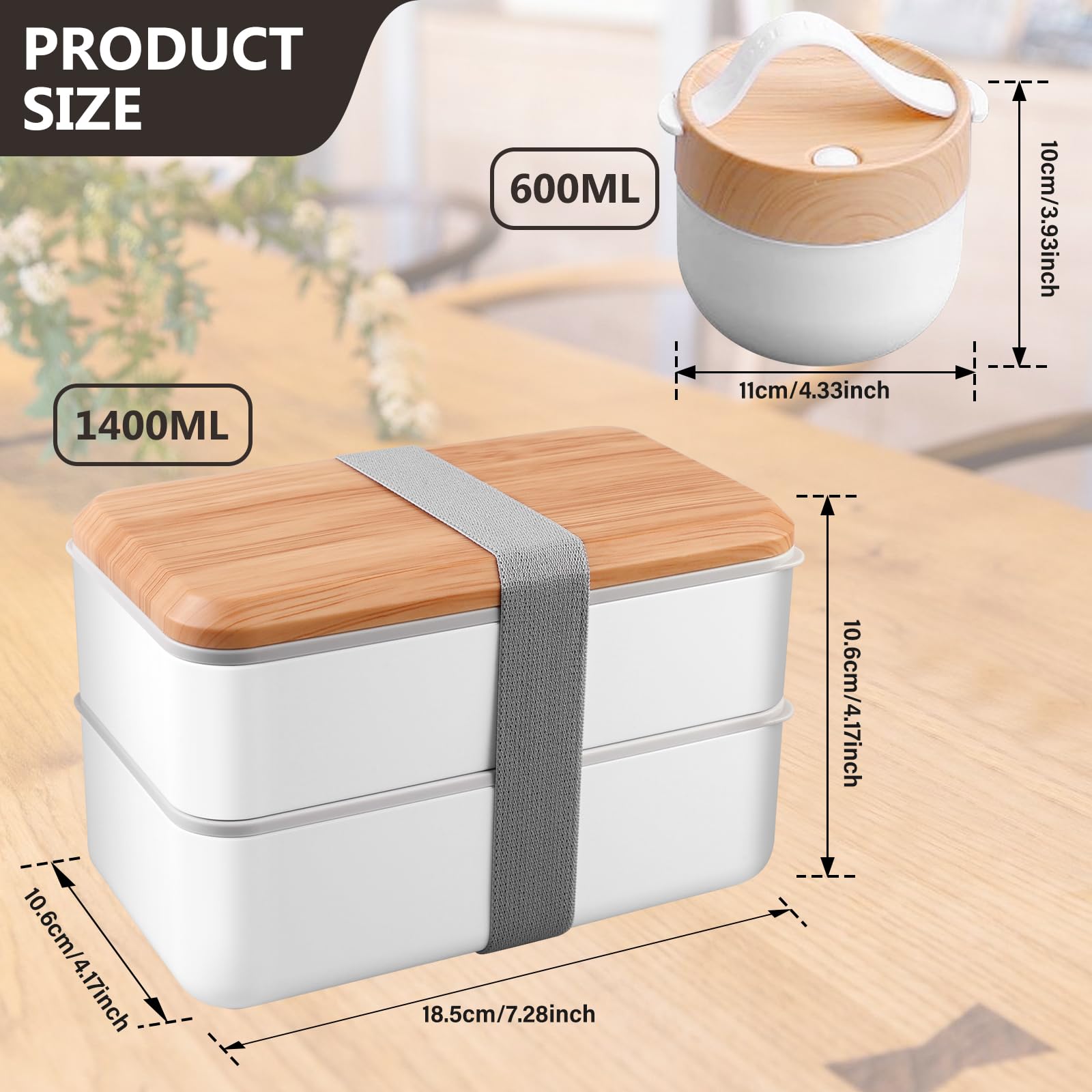 Boîte Bento Japonaise 1400ml, Lot De 1 - Repas, Lunch Box Avec Couvercle, Passe Au Micro-Ondes