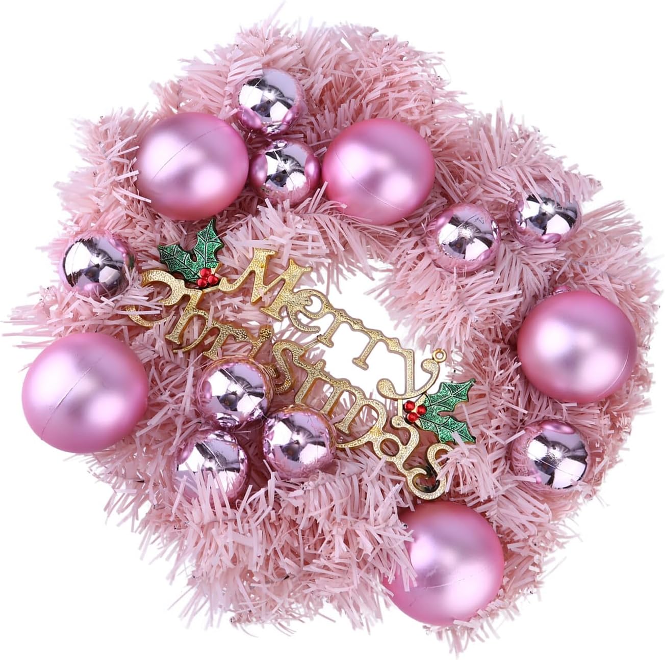 Festive Ball Wreath with Ornaments Door and Wall Hanging Decoration for Home Hotel and Storefront Shatterproof Holiday Garland for Xmas Parties and Seasonal Celebrations (30cm,