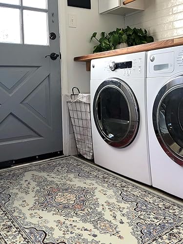 Miniatura 4 de Lahome Alfombras pequeñas lavables de 3 x 5 pies, alfombras de cocina antideslizantes para puerta delantera, alfombra tradicional oriental suave con