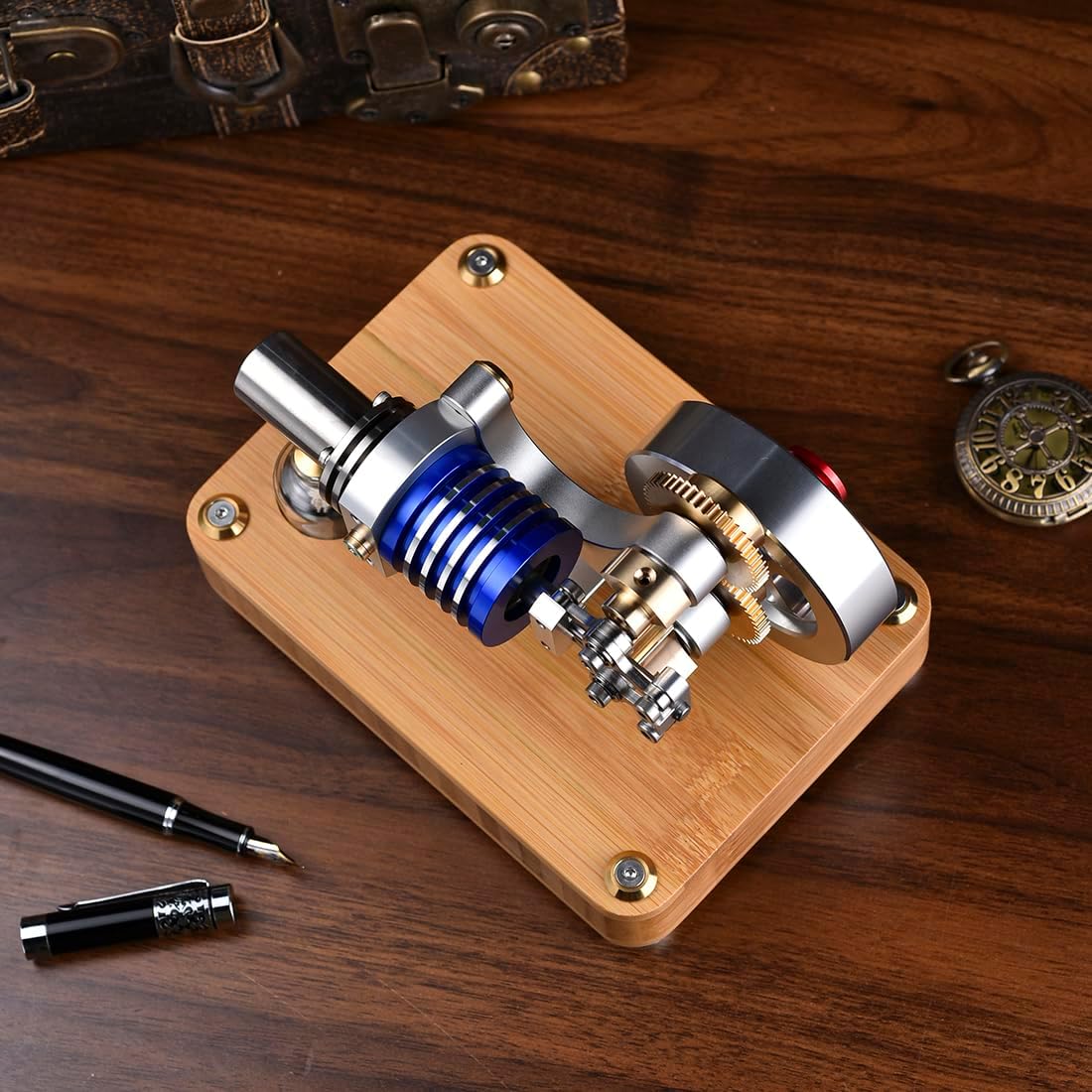 Stirling Engine Kit, Rhombic Hot Air Stirling Engine External Combustion Engine Model, Physics Science Experiment Christmas and Birthday Gifts for Youth Adult (Assembled Version)