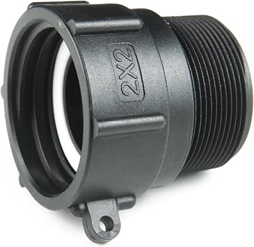 IBC Tote Fittings Adapter 2" Female Buttress Coarse Thread x 2" Male NPT Pipe Thread 275 Gallon Water Tank Connector with Gasket Heavy Duty Food Grade. 1 PCS