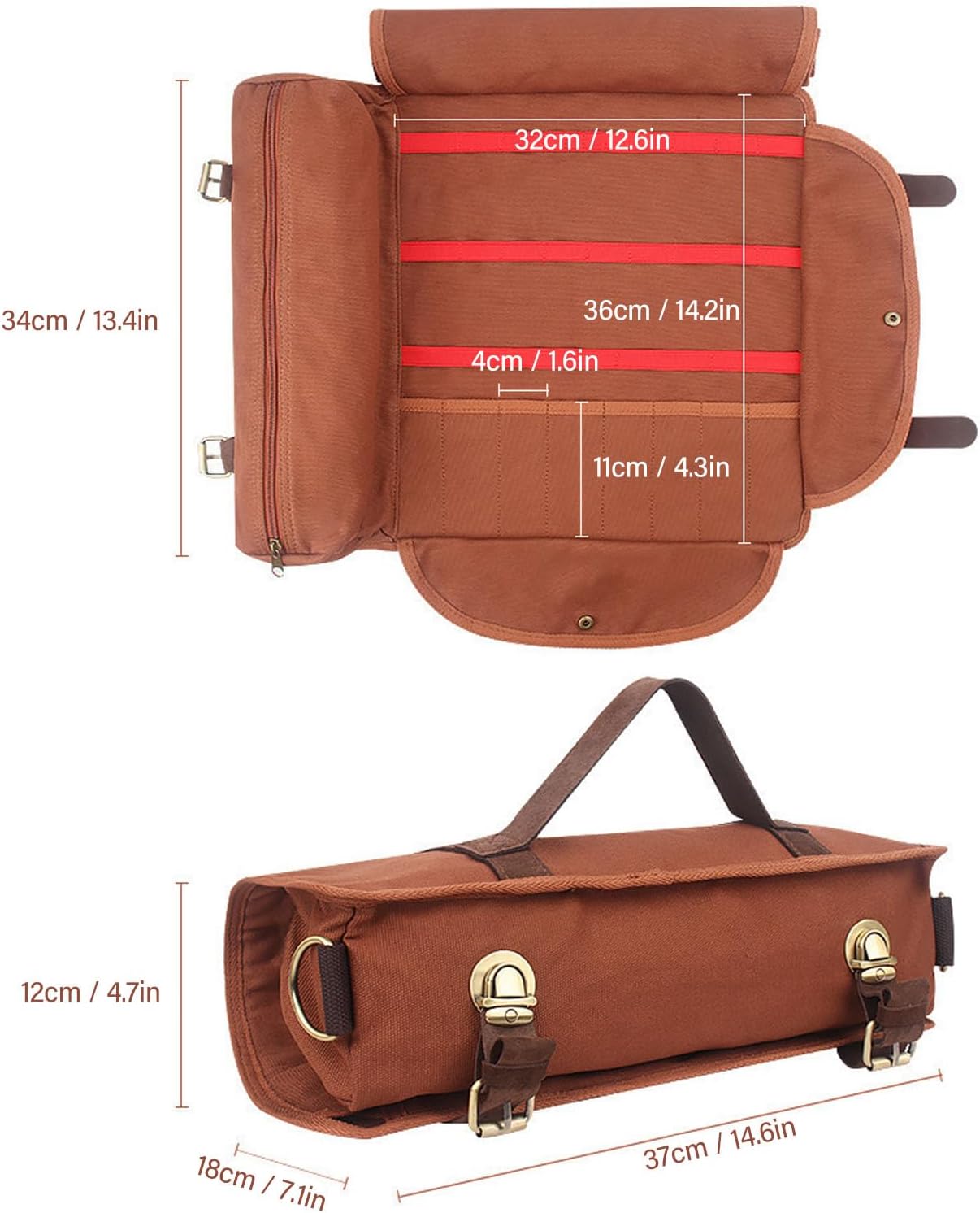 Cocktail Kit Bag Bartending Tool Bag Portable Bartender Bag Adjustable Shoulder Strap Canvas Bartender Kit Bag with Built in Compartments and Pockets (Coffee)