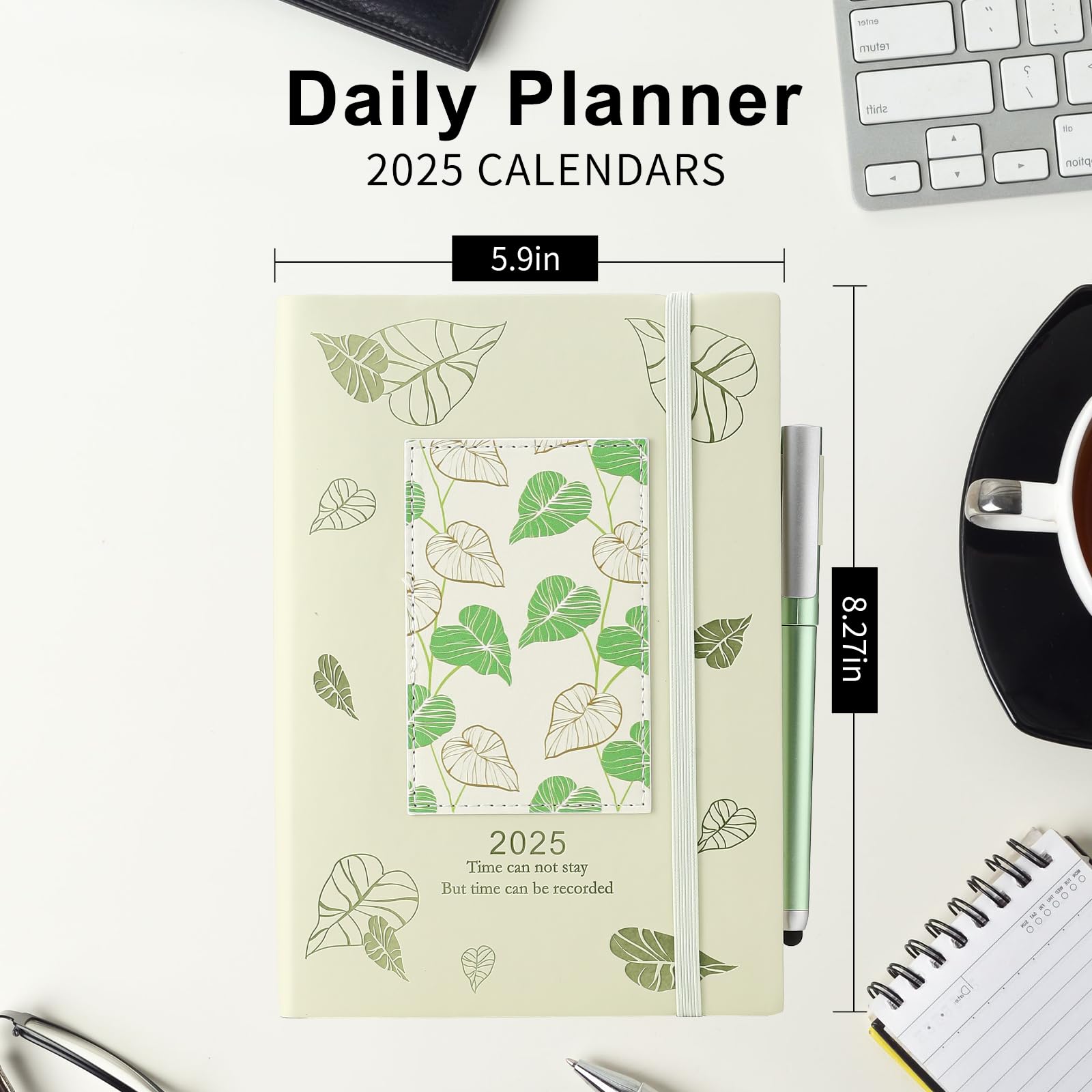 Mljtoyo Agenda 2025, formato A5, una pagina al giorno, con copertina morbida, organizer giornaliero con penna, adesivi, produttività, agenda giornaliera A5, con linguetta mensile, fasce elastiche, 3