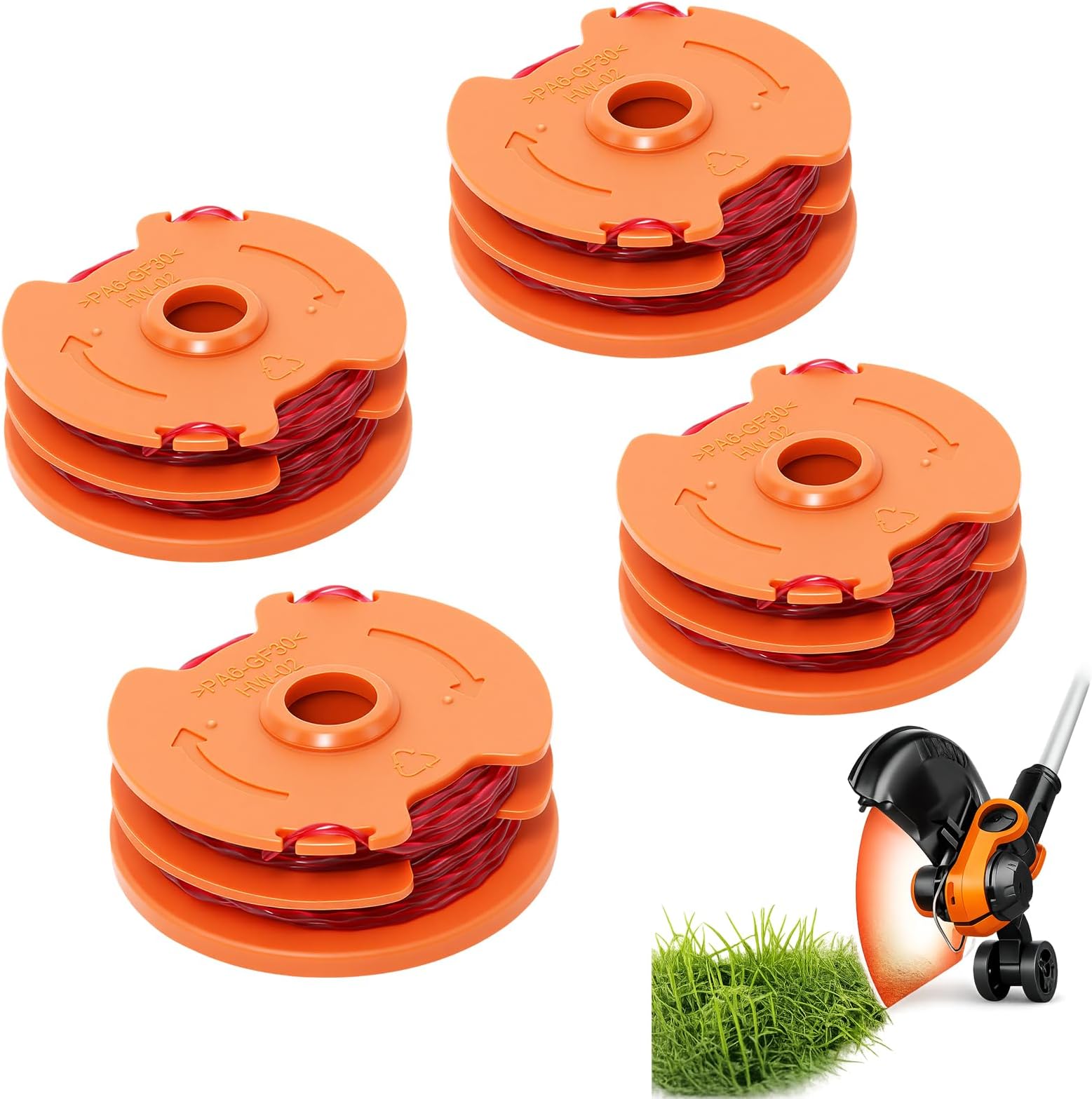WX100 Strimmer Spool Compatible with Qualcast Worx McGregor Trimmer Replace GT25 GGT350A1 MET6032 MET4530 MET3525 (Pack of 4)