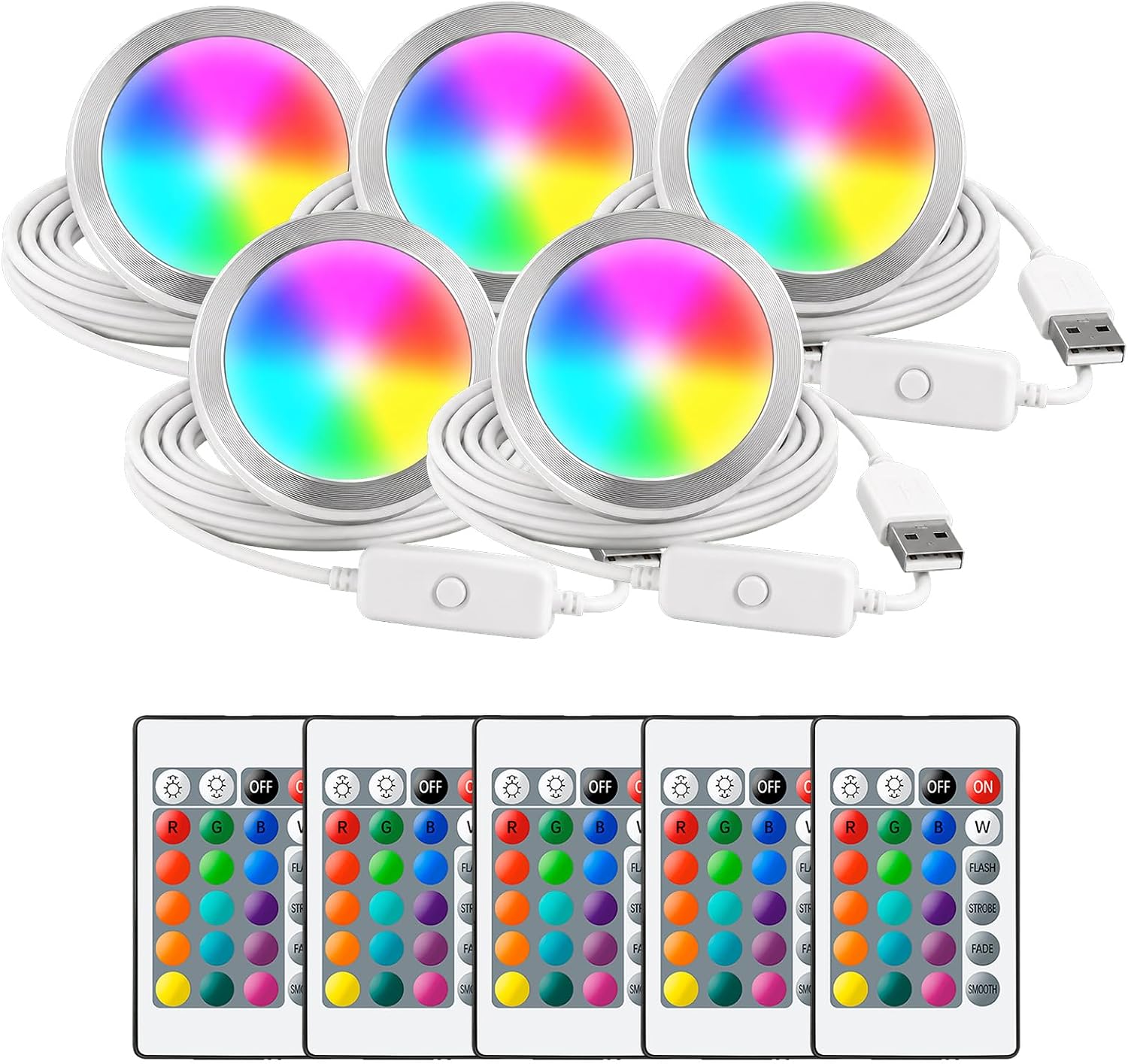RGB LED Lamp Kit 001, 3D Printed Model Kit, Remote 15-Color, 5 Pack