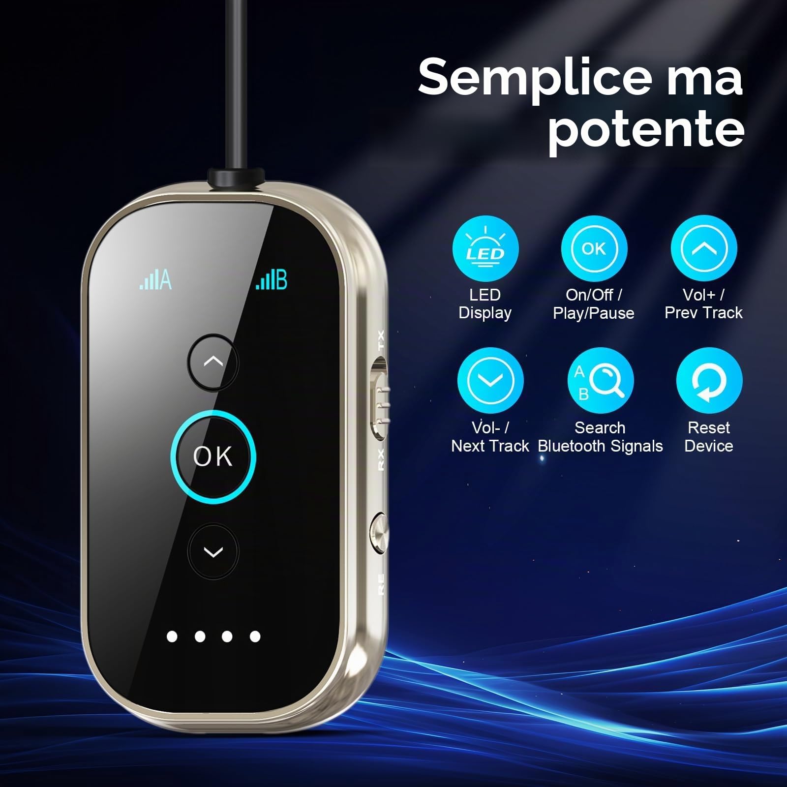 Trasmettitore Ricevitore Bluetooth 5.4, SINZONEu® Adattatore Audio Wireless 2-in-1 con Dual Link, aptX HD per Aereo, TV, Auto, Supporta 2 Cuffie Simultaneamente
