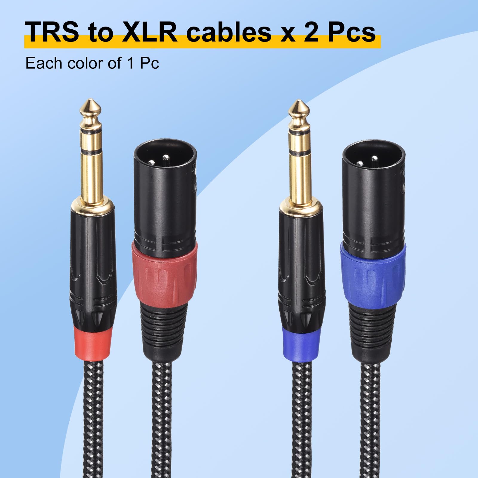 PATIKIL 1/4 Pulgadas TRS a XLR Macho Conexión Cables, 25 Pies 22AWG Micrófono Cables Nylon Trenzado Cable 6,35mm a 3 Pasadores XLR Altavoz Conexión Cables para Micrófono Mezclador 2uds