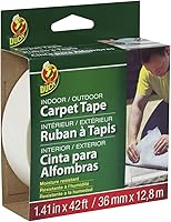Duck Brand Indoor/Outdoor Double-Sided Carpet Tape, 1.41" x 42 ft Fiberglass Reinforced, Weatherproof for Heavy Duty Carpet Installation