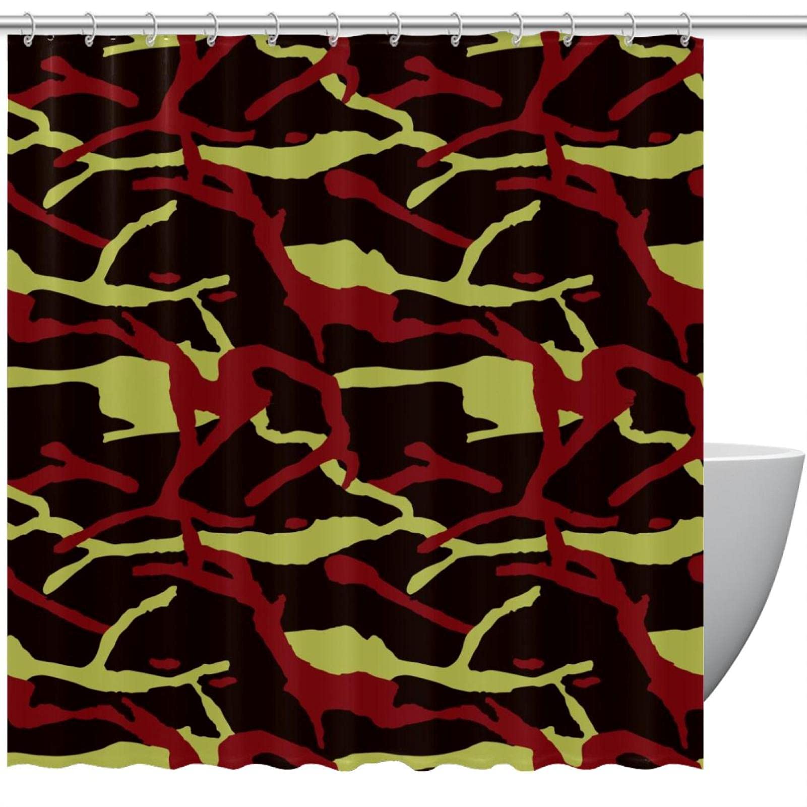 Rideau de douche déco camouflage pour rafraîchir le style de la salle de bain