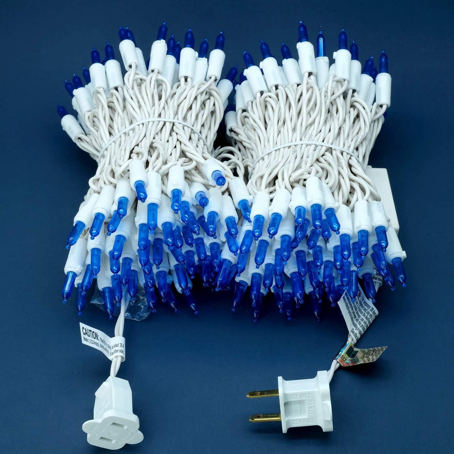 200 Blue LED Christmas Lights with White Wire, Pack of 2 Sets 33 ft 100 Count UL Certified Commercial Grade String Light (Blue)