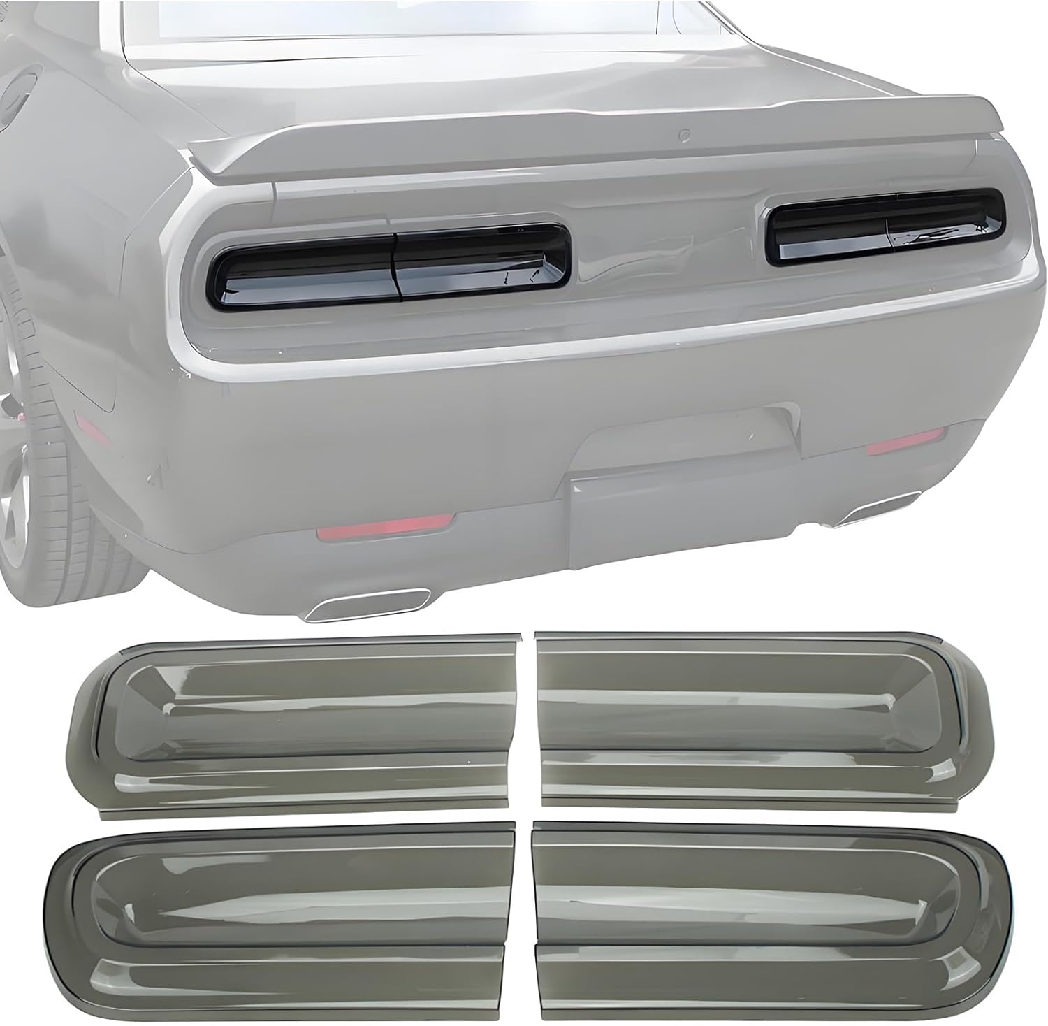 YOCTM Smoked Tail Light Covers Trim Compatible with Dodge Challenger 2015-2023 Rear Lamp Guards Exterior Accessories Protector 2-Pack (Smoked Black) High Transmittance