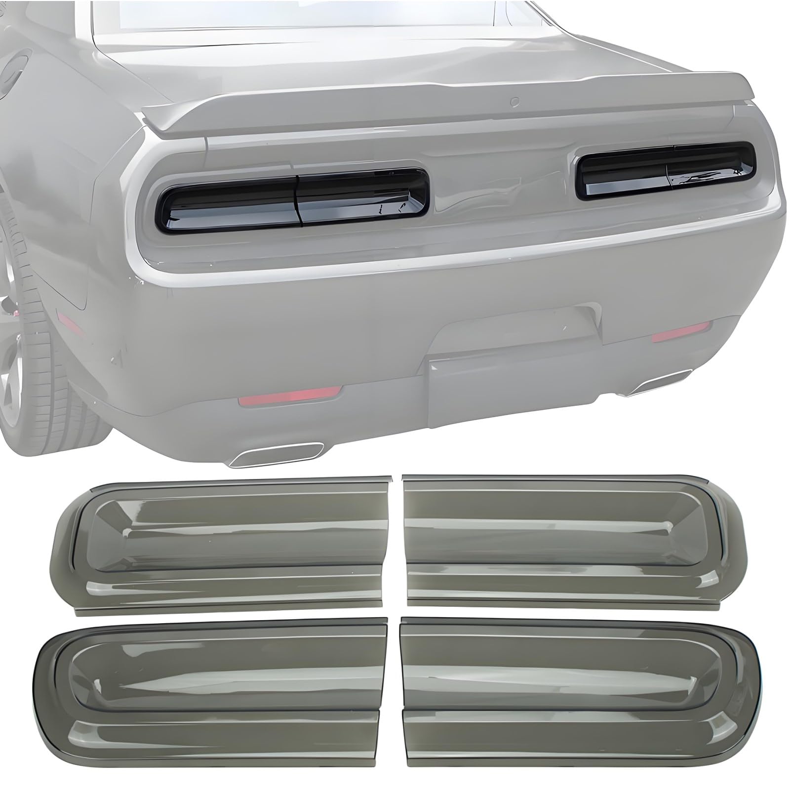 YOCTM Smoked Tail Light Covers Compatible with Dodge Challenger 2015-2023 Rear Lamp Guards Exterior Accessories Protector 2-Pack (Smoked Black) High Transmittance
