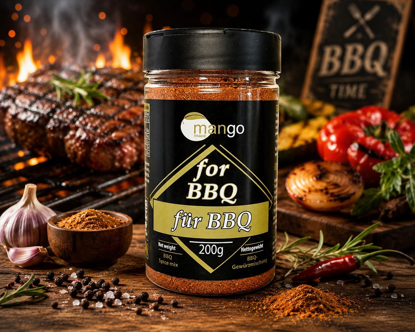Grillgewürz Geschenkset – 6 Premium Gewürzmischungen für BBQ, Steak, Chicken Wings, Schweinefleisch, Pommes, SPG (Salz-Pfeffer-Knoblauch) – Natürliche Gewürzmischung, ideal als Geschenk für Grillfans