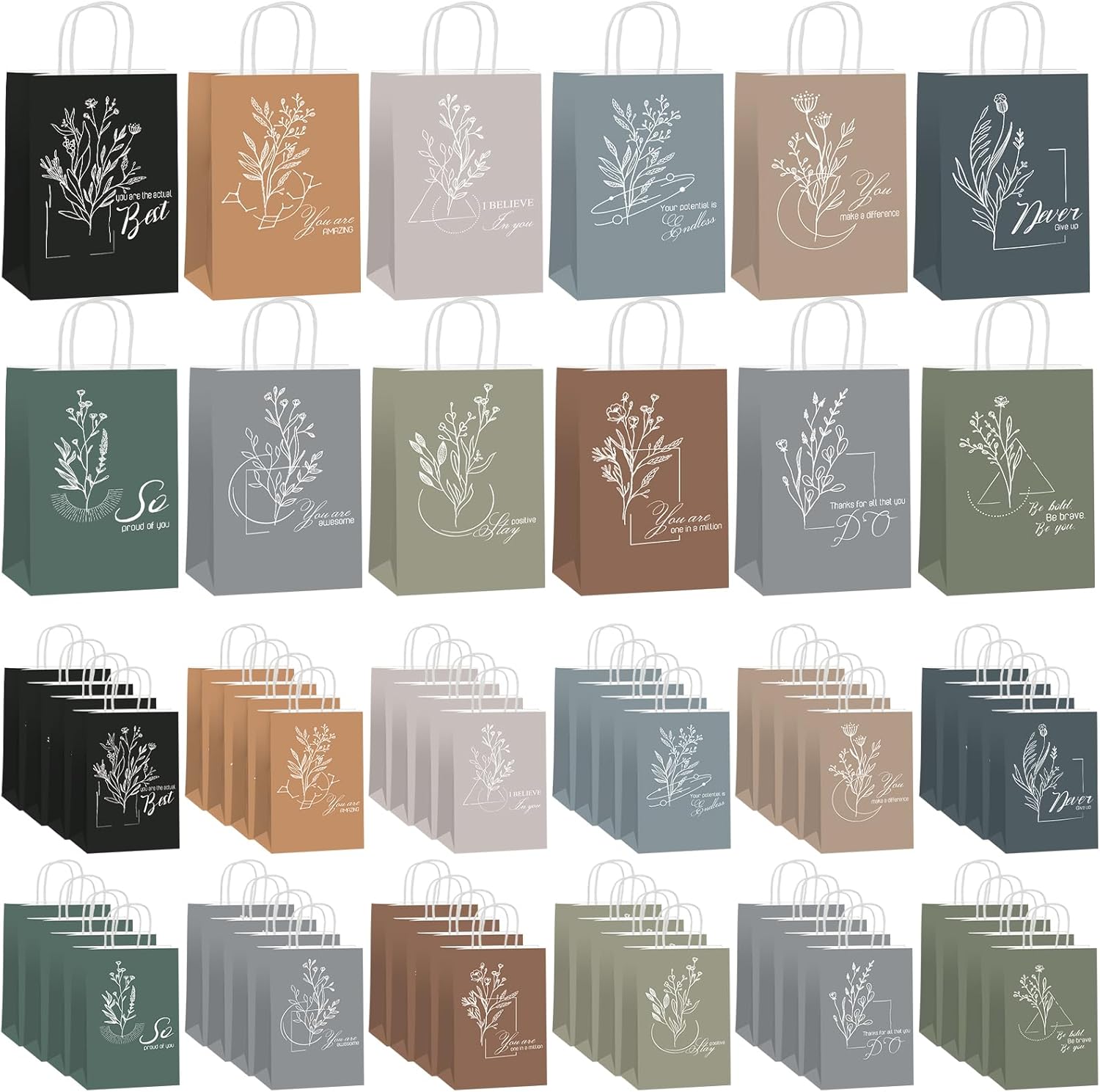 96 Pcs Employee Appreciation Paper Bags Bulk Thank You Gift Bags Employee Gratitude Party Supplies Inspirational Gift Wraps With Handles for Team Staff Coworkers Colleague Teacher, 6 × 3 × 8.3 inch