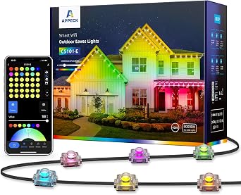 Permanent Outdoor Lights 100ft, RGB Outdoor Lights with 75 LED Bulbs | IP65 Waterproof, 54 Scene Modes, Timer Function, All-Season Eaves Lights for House, Party, Compatible with Alexa, Google