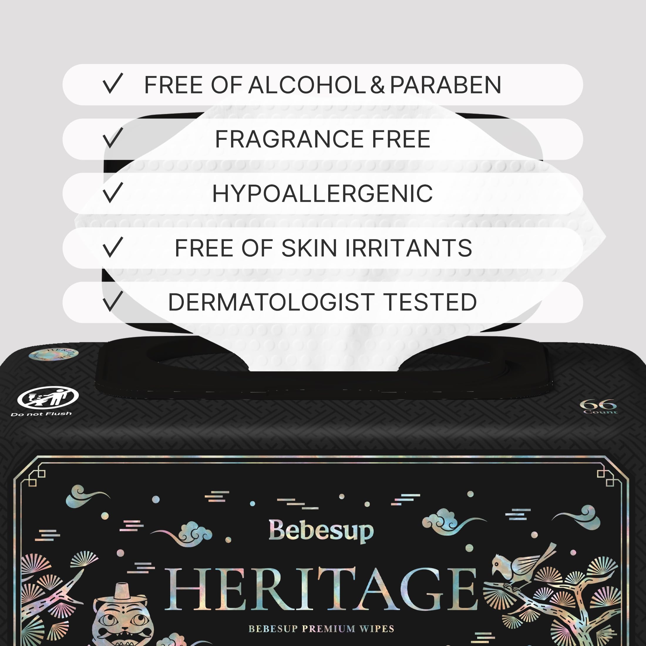 BEBESUP - Korea's #1 Black Edition – Hipoalergénico a base de agua, sin perfume, sin alcohol, ultra grueso, extractos de semillas orgánicas a base de plantas para pieles sensibles, 528 unidades (8