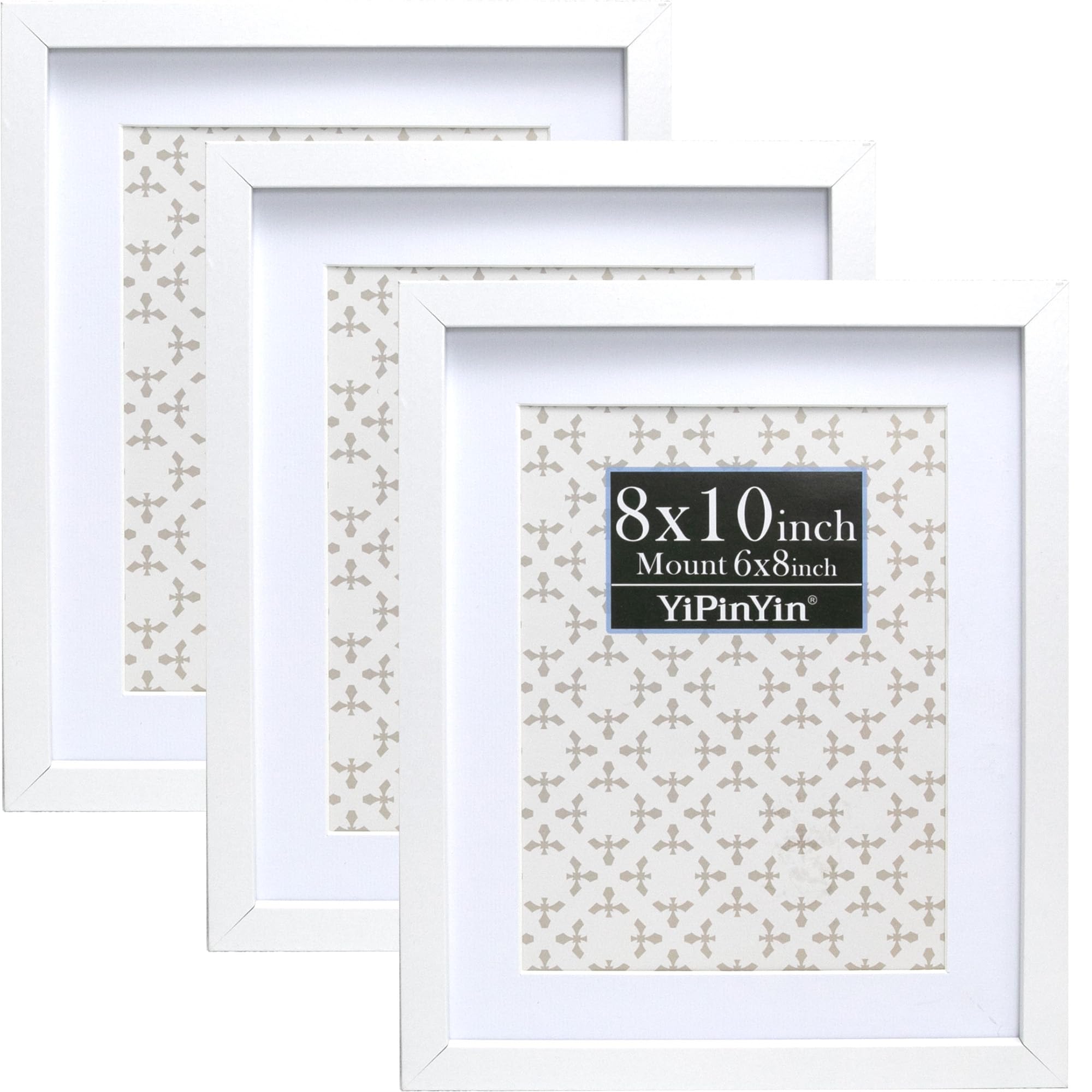 White 8x10'' Picture Frame Set of 3,with Acid Free Mount For 6x8''Featuring Premium Acrylic Window,for Tabletop Display or Wall Mounting,An Ideal Choice for Christmas,Weddings Decor