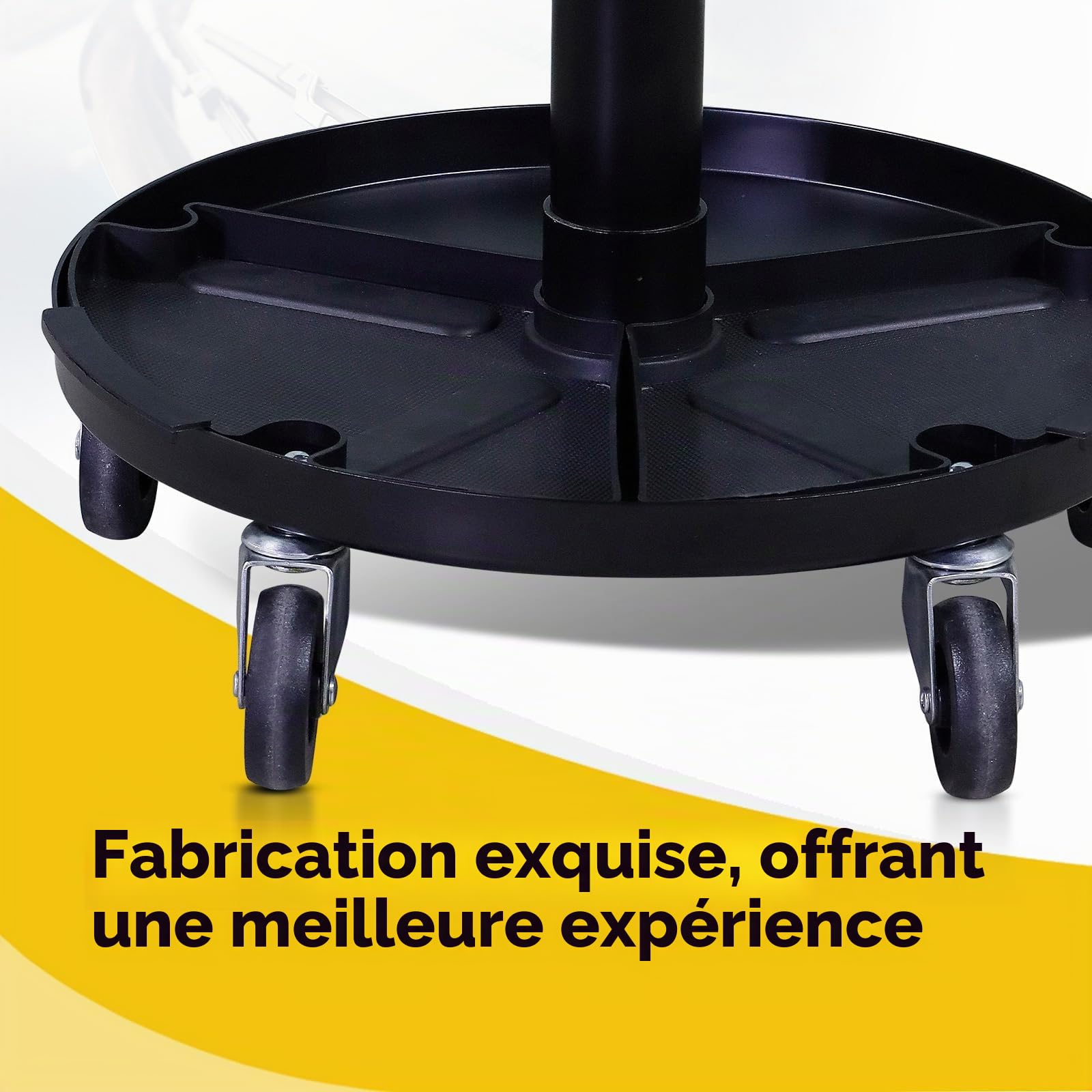 CCLIFE Tabouret d'Atelier à roulettes, 150 kg, Hauteur Réglable 38-50 cm, et 2 Inserts en Plastique Amovibles, Siège de Travail avec Roues pour Mécanicien