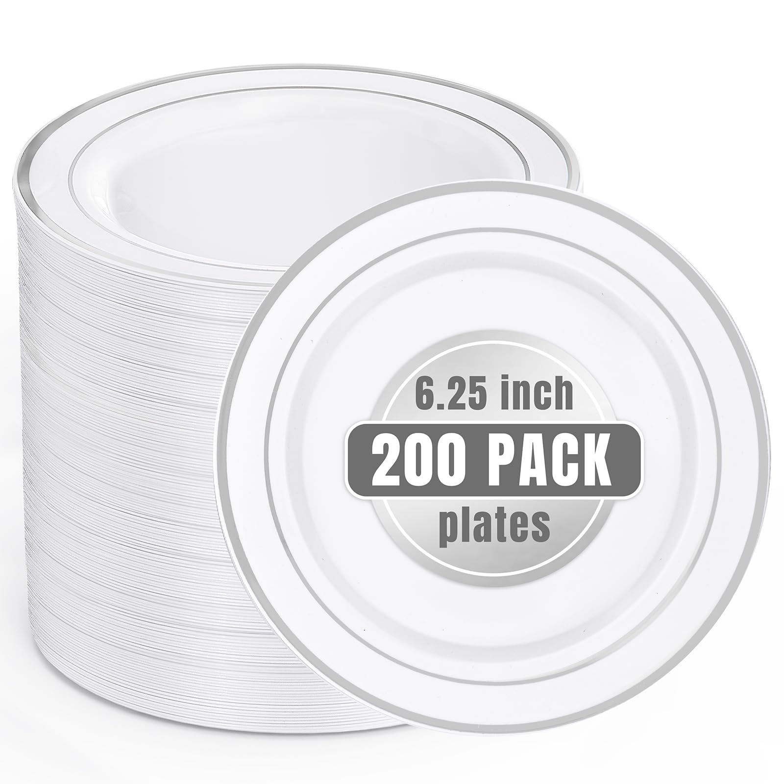 Silver Plastic Plates - 100 Pack for Parties & Events -17