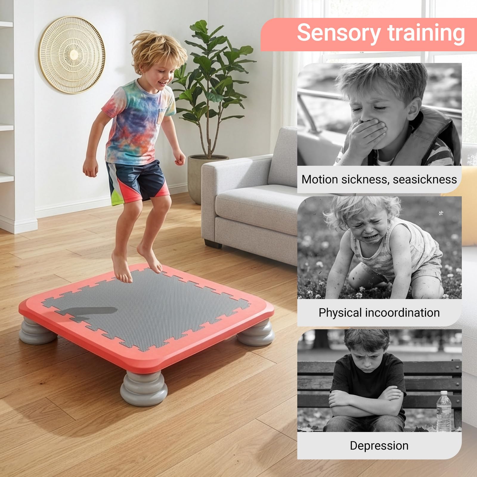 Trampolin für Kinder – 65x12x65 cm Mini Trampolin mit Rutschfester Oberfläche | Maximale Belastung 80 kg | Einfach zu Reinigen und Zusammenzubauen
