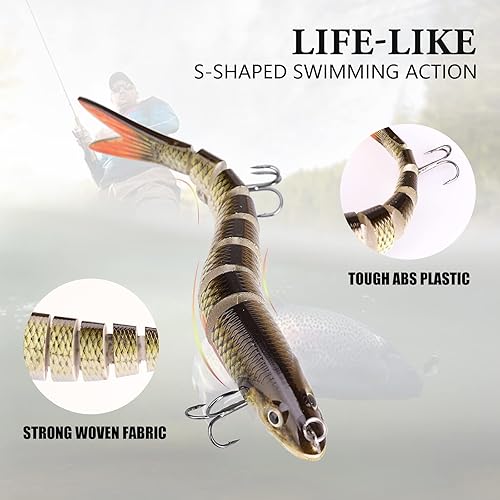 Miniatura 3 de Pumowu Juego de señuelos de pesca, cebo multietapa, cebo biónico de hundimiento lento, lubina de agua dulce y salada Bionic Bait, regalo de pesca