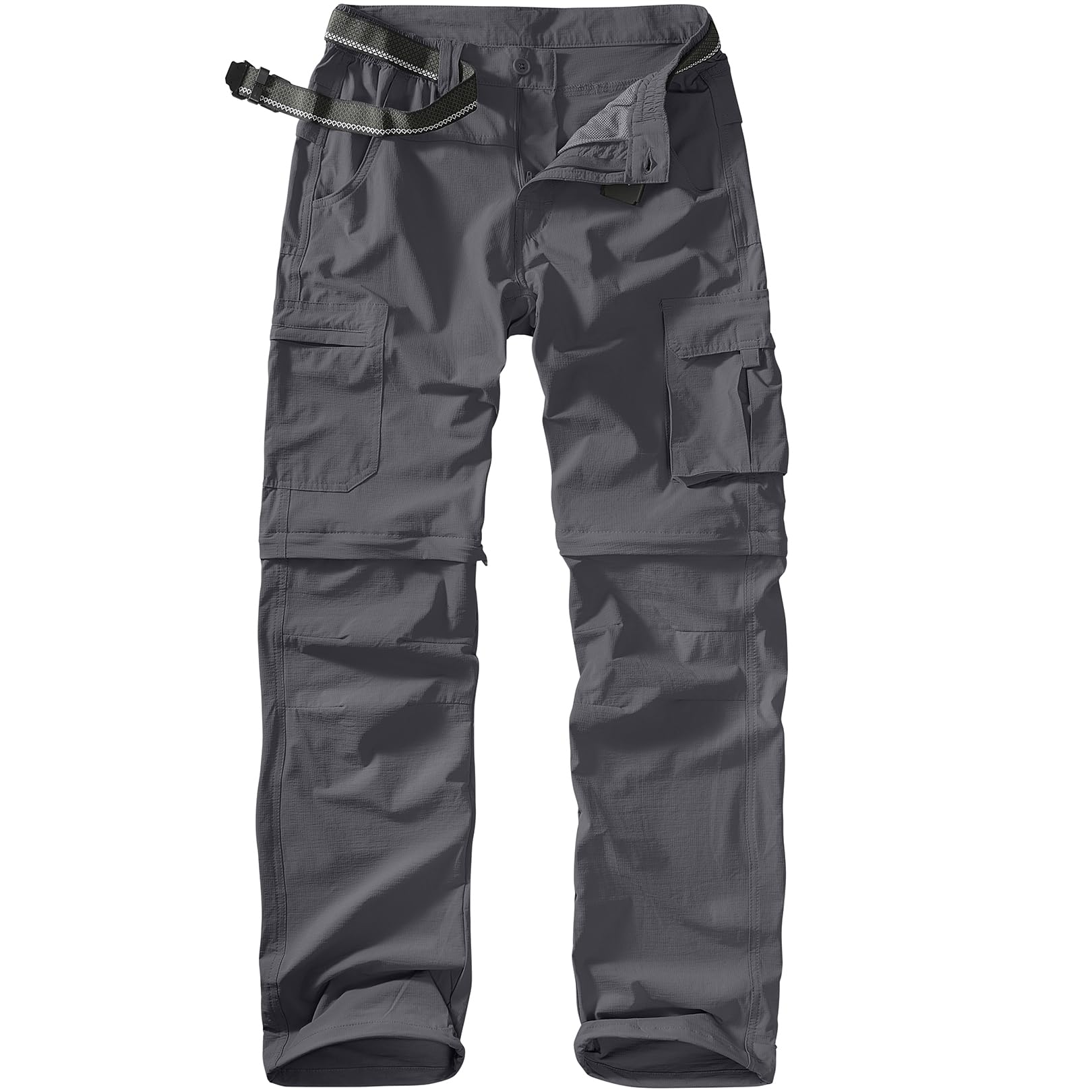 Mens Hiking Pants Outdoor Quick Dry Lightweight Convertible Fishing Zip Off Cargo Work Pants Trousers,Grey,29