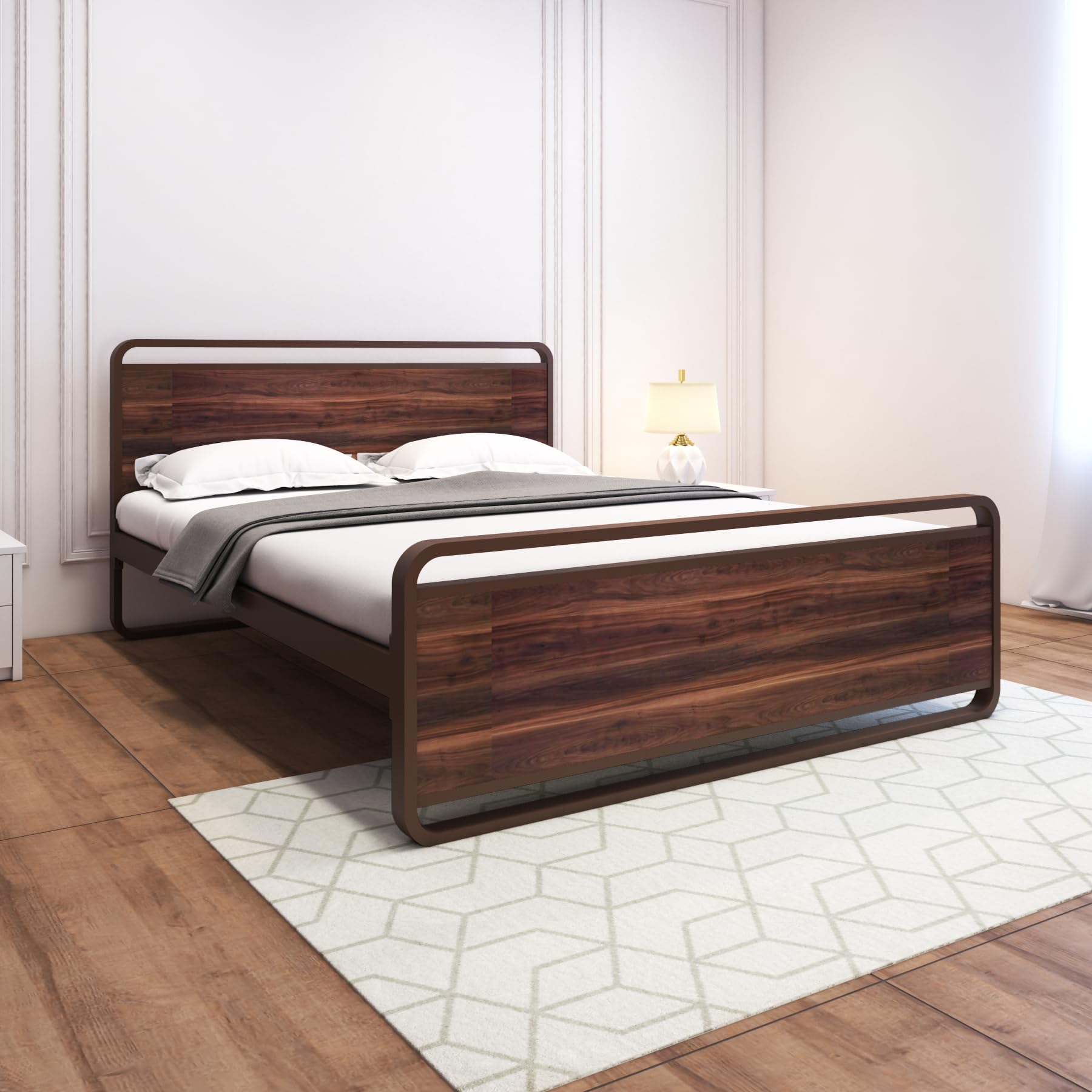 Homdec Vega Hybrid Wood and Metal Structure Bed (Brown, Queen) (B08RW7DGL4) Amazon Price History, Amazon Price Tracker