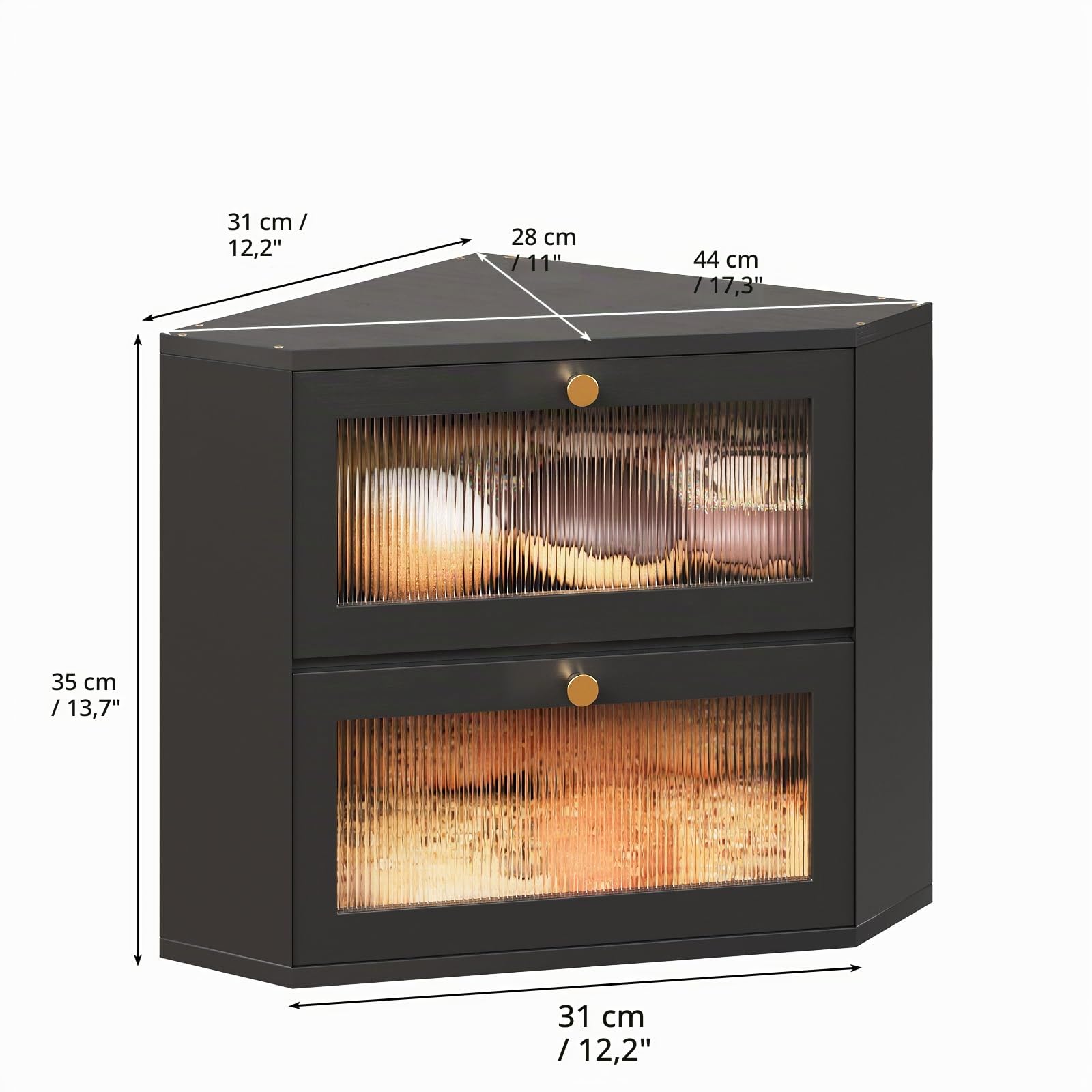 VEDECASA Panera de bambú para cocina, 2 niveles, con puerta acrílica transparente, apta para alimentos, con gran espacio de almacenamiento, color negro, 31 x 31 x 35 cm (negro)